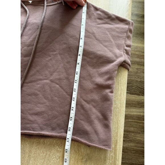 Alo Yoga Box Crop Hoodie Raw Hem in Smoky Quartz Terry Cloth Size Small - Picture 6 of 8